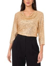Vince Camuto - Sequined Cowlneck 3/4-sleeve Top - Lyst