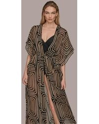 Donna Karan - Donna Karan Tie-front Maxi Kaftan - Lyst