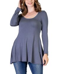 24seven Comfort Apparel - Long Sleeve Swing Style Flare Tunic Top - Lyst