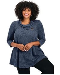 Avenue - Plus Size Miley Rib Hacci Button Tunic - Lyst