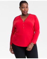 INC International Concepts - Plus Size V-neck Long-sleeve Top - Lyst