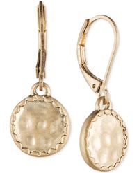 Lonna & Lilly Gold-tone Hammered Disc Drop Earrings - Metallic
