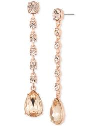 Givenchy - Rose Gold-tone Round & Pear-shape Crystal Linear Drop Earrings - Lyst
