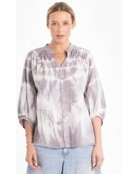 ocean + main - Ocean+main Tie-dye Button-front Peasant Top - Lyst