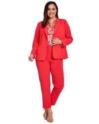 Tahari - Plus Size Two Button Jacket Swirl Print Bow Blouse Pants - Lyst