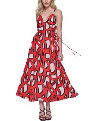 Karl Lagerfeld - Floral-print Lace-up Midi Dress - Lyst