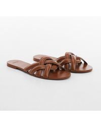 Mango - Leather Straps Sandals - Lyst