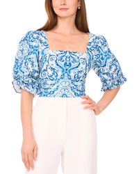 Parker - The Lona Printed Blouson-sleeve Blouse - Lyst