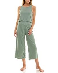 Roudelain - 2-piece Contrast Binding Sleeveless T-shirt And Pajama Set - Lyst