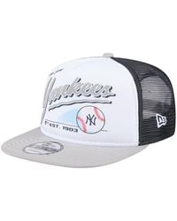 KTZ - White/gray New York Yankees Retro Script Trucker 9fifty Snapback Hat - Lyst