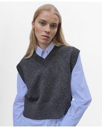 Mango - V-neck Knitted Sweater Vest - Lyst