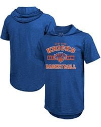 Majestic - New York Knicks Tri-blend Hoodie T-shirt - Lyst