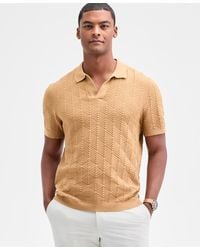 Alfani - Johnny-collar Ribbed Geo Polo Shirt - Lyst