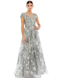 Mac Duggal - Floral Embroidered Short Sleeve Gown - Lyst