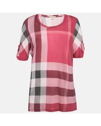 Pre-owned Burberry - Brit Pink Plaid Modal Jersey Top - Lyst