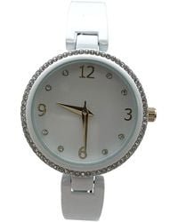 Olivia Pratt - Round Face Rhinestone Bezel Soft Bangle Watch - Lyst