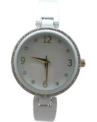 Olivia Pratt - Round Face Rhinestone Bezel Soft Bangle Watch - Lyst