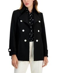 Anne Klein - Printed Chiffon Bow Tie Blouse Pintuck Vision Twill Wide Leg Pants Double Breasted Trench Jacket - Lyst