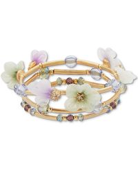 Lonna & Lilly - Gold-tone 3-pc. Set Pave & Ribbon Flower Beaded Stretch Bracelets - Lyst