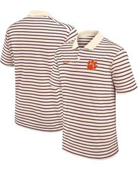 Nike - Cream/purple Clemson Tigers Solid Foundation Striped Performance Polo Shirt - Lyst
