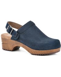 White Mountain White Mountain Being Buckled Leather Clog In Navy/suede At Nordstrom Rack in Blue 