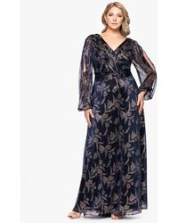 Betsy & Adam - Plus Size Foil Crink Long Sleeve A-line Dress - Lyst
