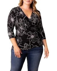 Kiyonna - Plus Size Femme Fatale Faux Wrap Top - Lyst
