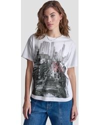 DKNY - Petite New York Stacked Sequin Logo Short-sleeve T-shirt - Lyst