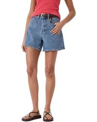 Hush - Essential High-rise Stretch Denim Wide-leg Shorts - Lyst