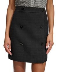 Karl Lagerfeld - Button Front Tweed Mini Skirt - Lyst