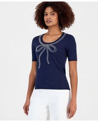 Tahari - Embellished-bow Scoop-neck Top - Lyst