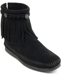 Minnetonka - Suede High Top Back Zip Boots - Lyst