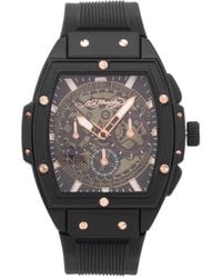 Ed Hardy - Black Textured Silicone Strap Watch 48mm - Lyst