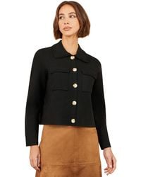 Yumi' - Knitted Utility Cropped Jacket - Lyst