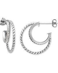 Giani Bernini - Cubic Zirconia Double Small Hoop Earrings - Lyst