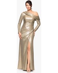Betsy & Adam - Long Ruched Off-the-shoulder Gown - Lyst