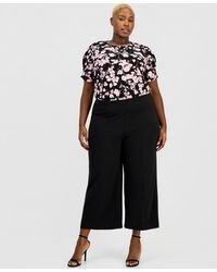 Anne Klein Essentials - Plus Size Wide-leg Cropped Pull-on Pants - Lyst