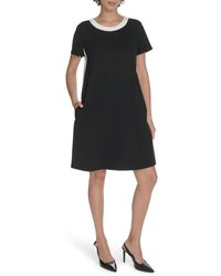 Tommy Hilfiger - Short-sleeve Scuba Crepe Shift Dress - Lyst