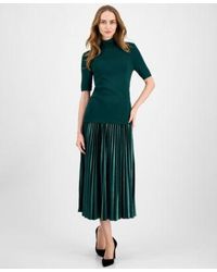 Anne Klein - Half Sleeve Turtleneck Sweater Pleated Flared Midi Skirt - Lyst