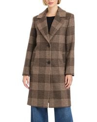Vince Camuto - Single-breasted Wool-blend Boyfriend Plaid Coat - Lyst