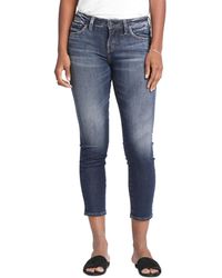 Silver Jeans Co. - Banning Skinny Faded Mid Rise Crop Jeans - Lyst