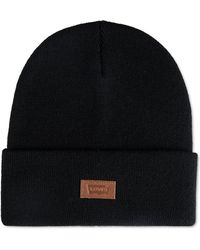 Levi's - Levi?s All Season Comfy Leather Logo Patch Hero Beanie - Lyst