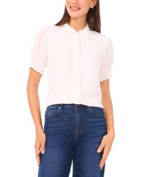 Cece - Scallop Button-down Short-sleeve Top - Lyst