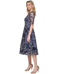 Eliza J Illusion Lace Midi Sheath Dress in Pink | Lyst