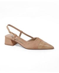 BERNESS - Fay Croco Texture Toe Cap Low Block Heel Slingback - Lyst