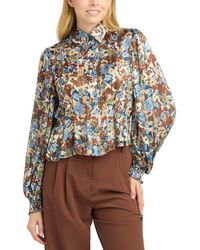 Bcx - Shadow Printed Collared Top - Lyst