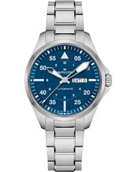 Hamilton - Swiss Automatic Khaki Aviation Day Date Stainless Steel Bracelet Watch 42mm - Lyst
