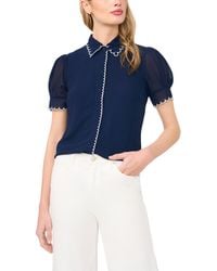 Cece - Scallop Contrast Trim Button Up Top - Lyst