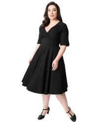 Unique Vintage - Plus Size Half Sleeve Surplice Delores Swing Dress - Lyst