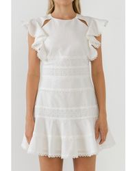 Endless Rose - Lace Trimmed Ruffle Sleeve Dress - Lyst